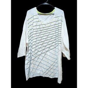 Catherines Women's Lightweight Whitej Plus-Size Top Criss-Cross Graphic Stripes